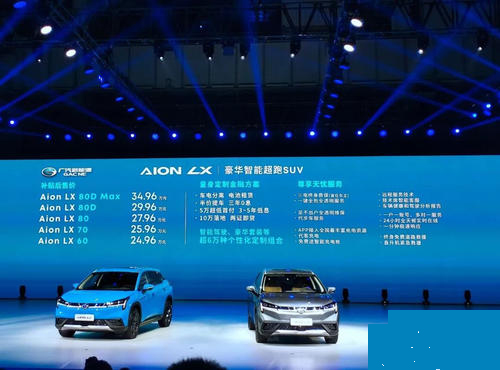 Aion LX上市 Aion LX是中国最高科技豪华车型续航650km百公里加速3.9s