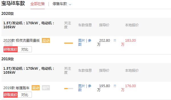 宝马i8多少钱一辆 宝马i8最低多少钱（最低207.28万）