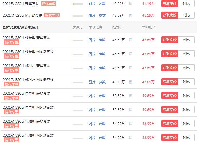 新宝马5系价格多少 最低落地价仅需44.97万