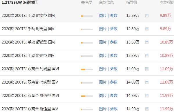 全新大众速腾报价 减去优惠报价为9.89万落地11.43万