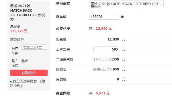 思域1.5t落地多少钱 2021款思域1.5t落地15万元