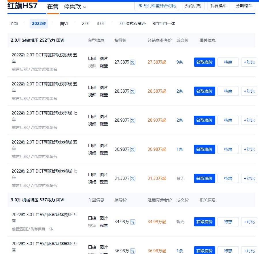 红旗h72022款价格多少钱一辆 红旗h7大概多少钱（仅售28万元）