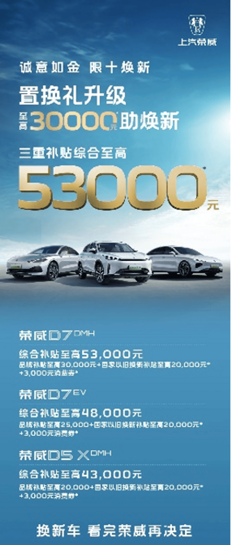 上汽荣威9月销量环比增26.76% 10月购车补贴至高5.3万元