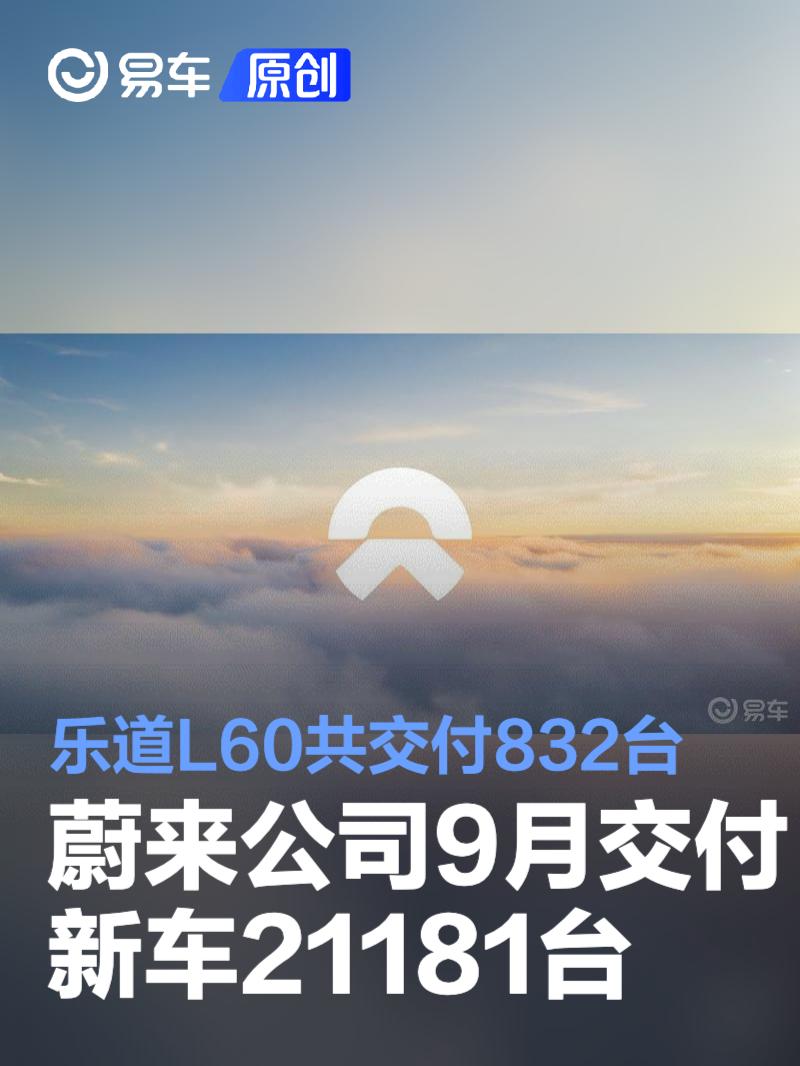 蔚来公司9月交付新车21181台 乐道L60共交付832台